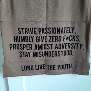 Entree Distressed Tee Shirt w/ Text on Back Bottom